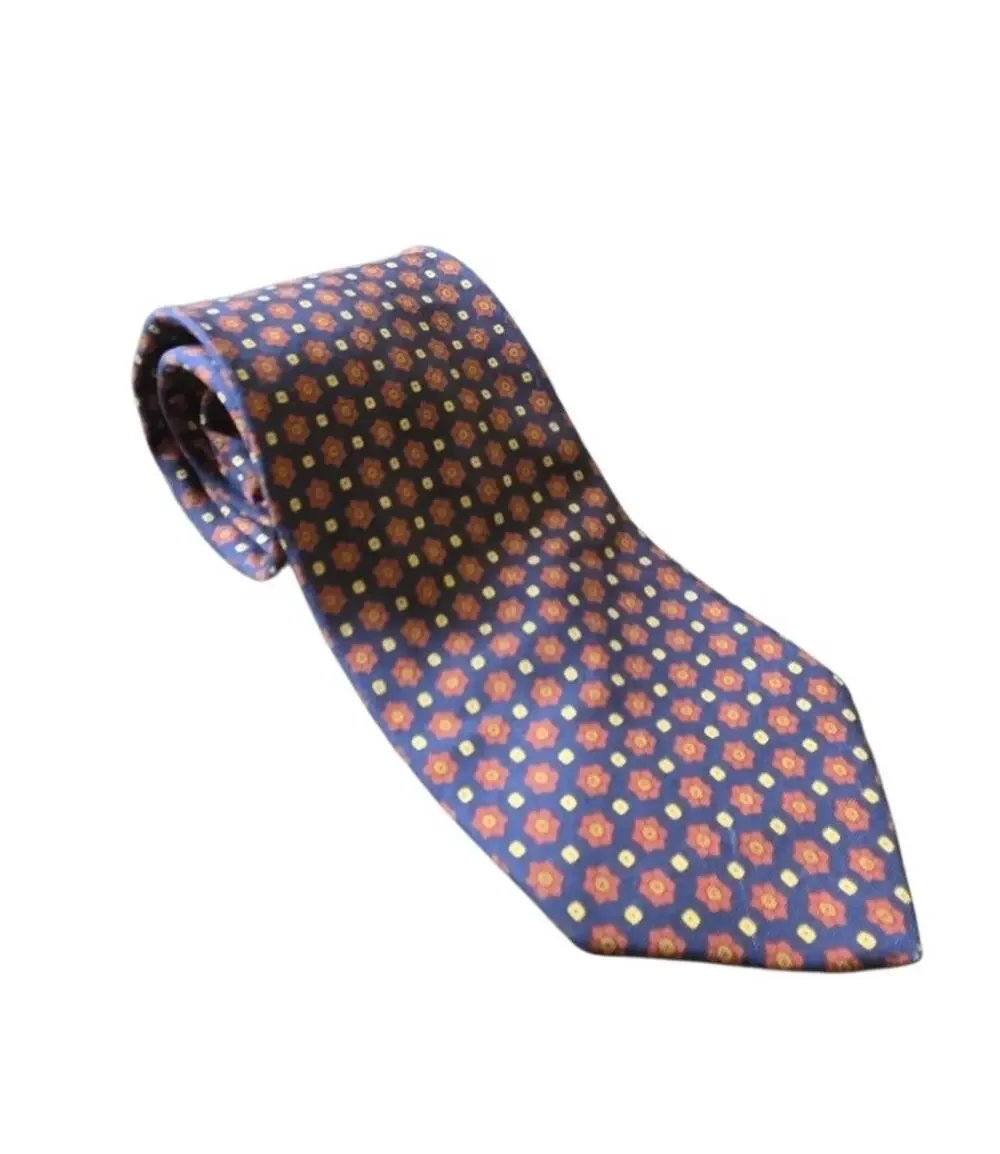Brooks Brothers Makers Pure Silk Tie Geometric Floral Medallion Foulard Necktie